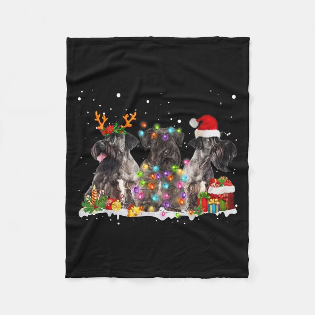 Santa Cesky Terrier Dog Gorgeous Reindeer Christma Fleece Blanket (Front)