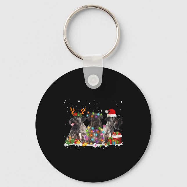 Santa Cesky Terrier Dog Gorgeous Reindeer Christma Keychain (Front)