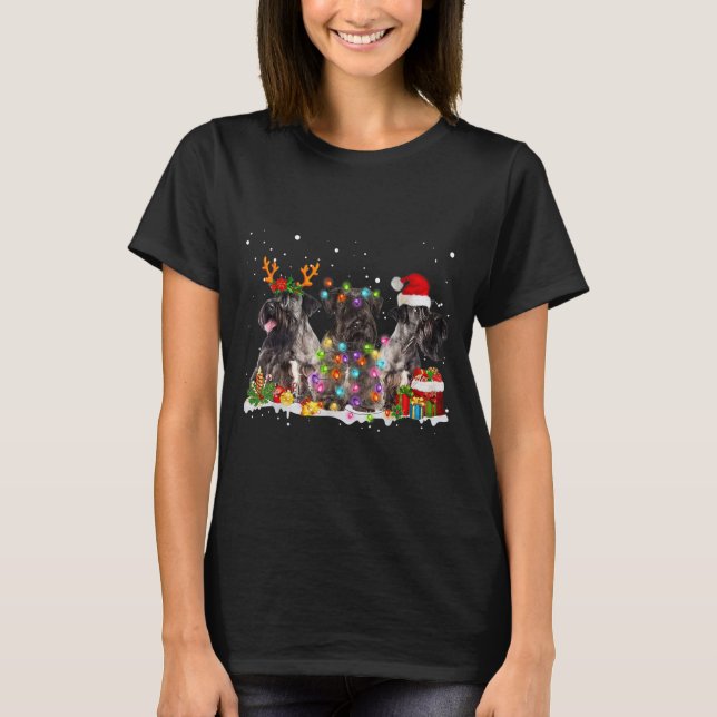 Santa Cesky Terrier Dog Gorgeous Reindeer Christma T-Shirt (Front)