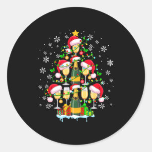Santa Champagnes As Christmas Tree Matching Drinke Classic Round Sticker