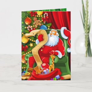 Santa Checking His List Holiday Card