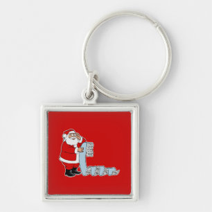 Santa checking his long list keychain
