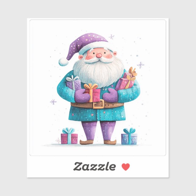 Santa Cheerfully Delivers Christmas Gifts (Sheet)