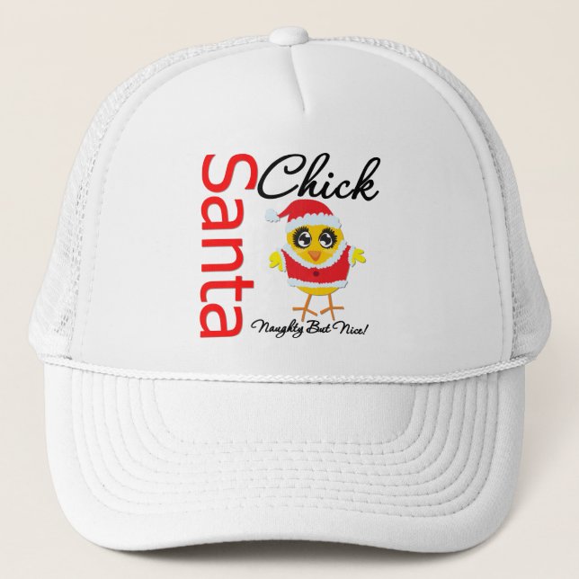 Santa Chick Naughty But Nice Trucker Hat (Front)