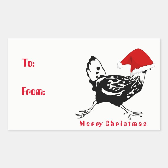 Santa Chicken Christmas Gift Tag Stickers (Front)