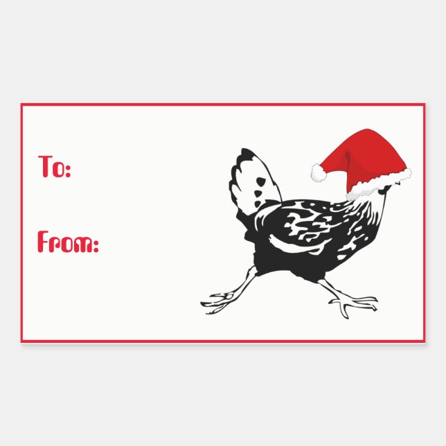 Santa Chicken Christmas Gift Tag Stickers (Front)