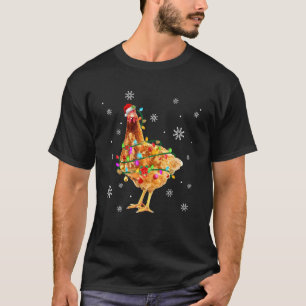Santa Chicken Christmas Tree Light Pajama X Mas Ma T-Shirt