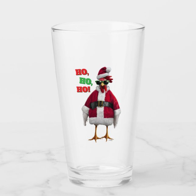 Santa Chicken Glass (Front)