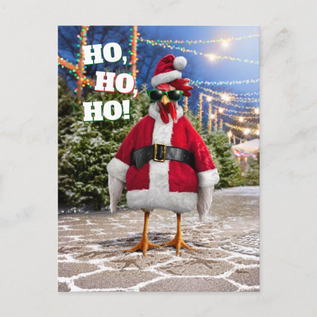 Santa Chicken Invitation Postcard (Front)