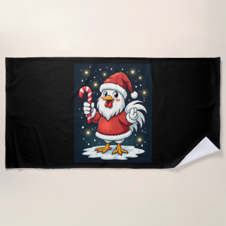 Santa Chicken Joy Beach Towel