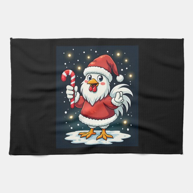 Santa Chicken Joy Kitchen Towel (Horizontal)
