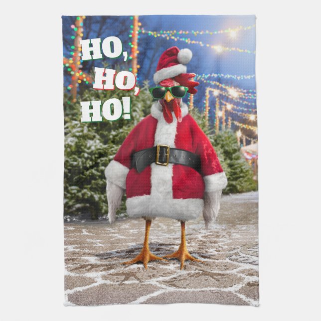 Santa Chicken Kitchen Towel (Vertical)