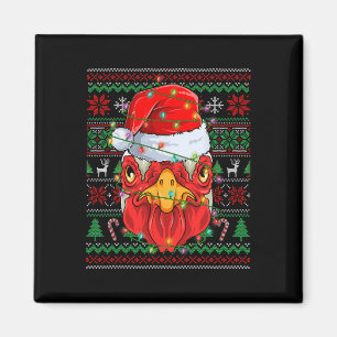 Santa Chicken Lover Farmer Christmas Pjs Ugly Xmas Magnet