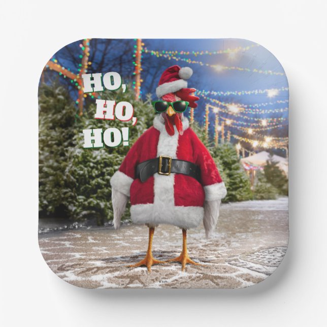 Santa Chicken Paper Plate (Front)