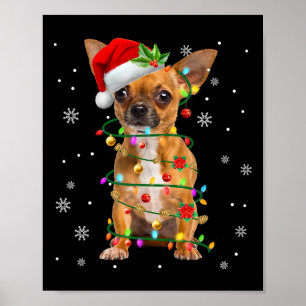 Santa Chihuahua Christmas Lights Xmas Dog Lover Me Poster