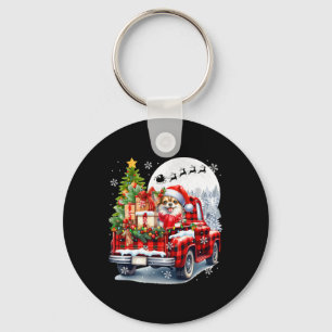 Santa Chihuahua On Pickup Truck Christmas Owner Ki Keychain