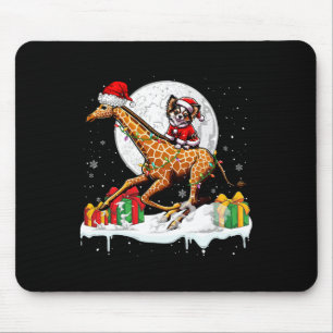 Santa Chihuahua Riding Giraffe Christmas Owner Kid Mouse Pad