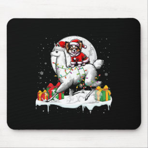 Santa Chihuahua Riding Llama Christmas Owner Kids Mouse Pad