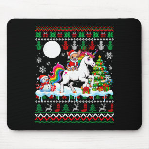 Santa Chihuahua Riding Unicorn Sweater Christmas O Mouse Pad