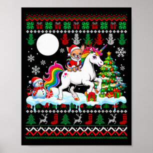Santa Chihuahua Riding Unicorn Sweater Christmas O Poster