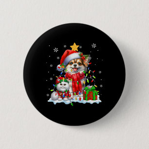 Santa Chihuahua With Elf Cat Christmas Lights Owne 2 Inch Round Button