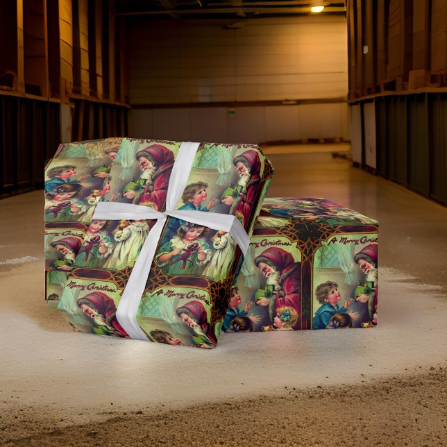  Santa Children Vintage Christmas Wrapping Paper (Creator Uploaded)
