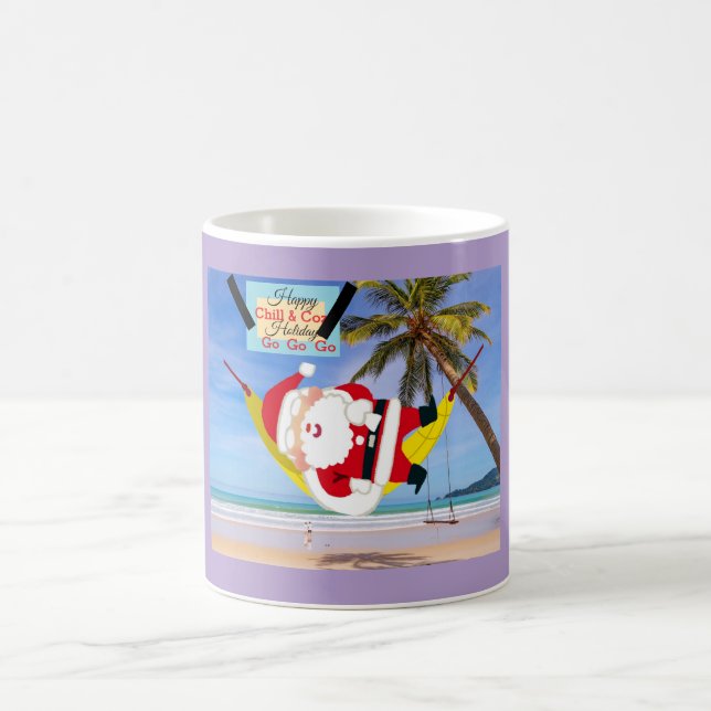 Santa chilling out hammock & palm trees coffee mug (Center)
