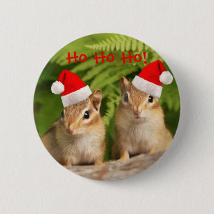Santa chipmunks 2 inch round button