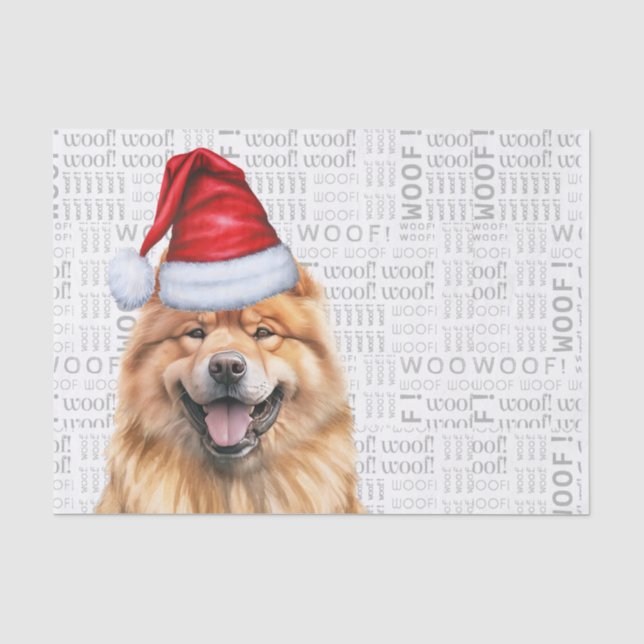 Santa Chow Chow Dog Festive Christmas Holiday Tissue Paper (Front)