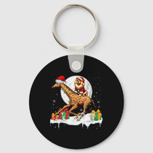Santa Chow Chow Riding Giraffe Christmas Owner Kid Keychain