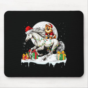 Santa Chow Chow Riding Horse Christmas Owner Kids Mouse Pad