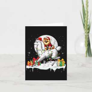 Santa Chow Chow Riding Llama Christmas Owner Kids  Card