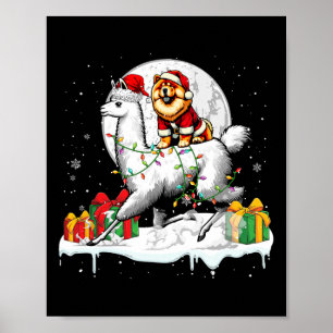 Santa Chow Chow Riding Llama Christmas Owner Kids  Poster