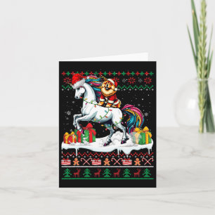 Santa Chow Chow Riding Unicorn Christmas Sweater L Card