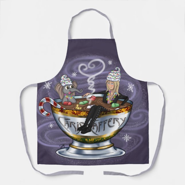 Santa Chris & Wilbur Hot Tubbin' All Over Print  Apron (Front)