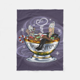 Santa Chris & Wilbur Hot Tubbin' Fleece Blanket