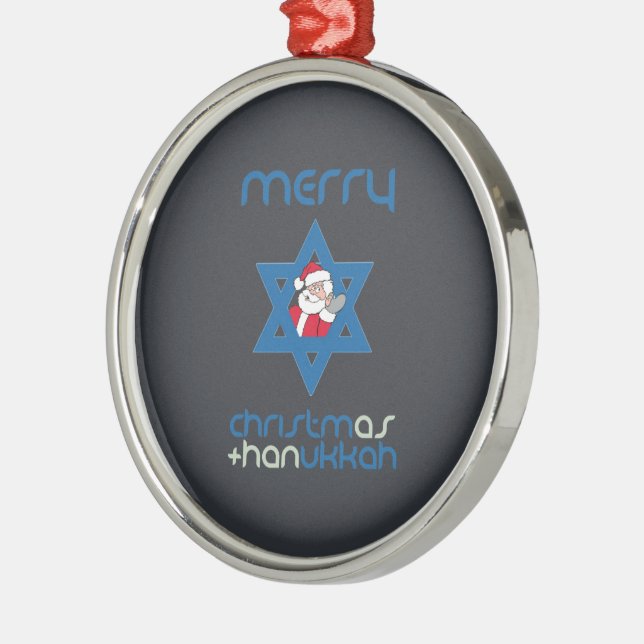 SANTA CHRISMUKKAH -.png Metal Ornament (Left)