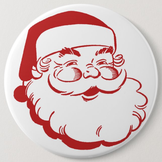 Santa Christmas  6 Inch Round Button (Front)
