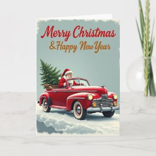 Santa Christmas Car New Year Card