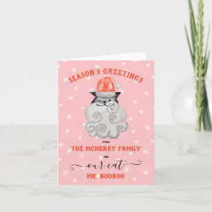 Santa Christmas Cat Greeting Card
