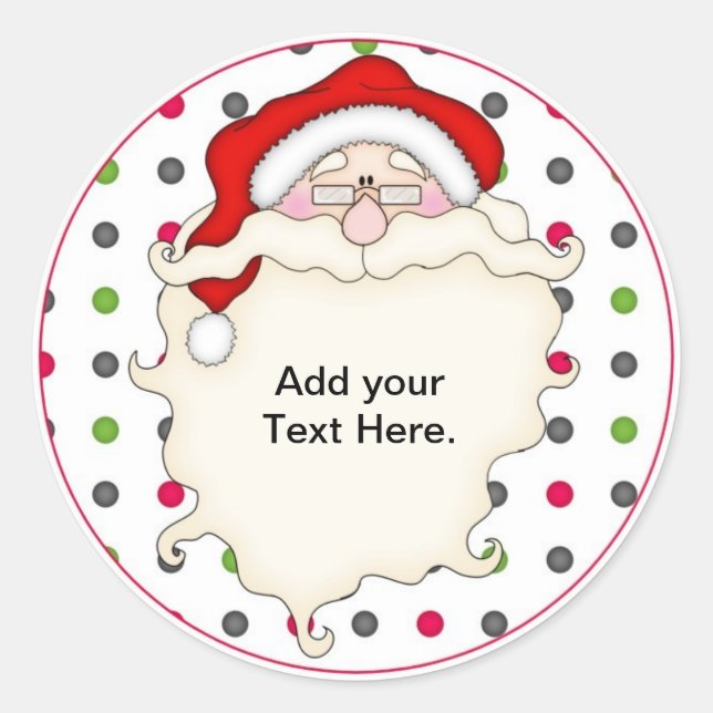 Santa Christmas Cupcake Toppers Stickers (Front)