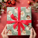 Santa Christmas Decoupage Vintage Damask Wrapping Paper<br><div class="desc">This design may be personalized by choosing the customize further option. You may also transfer onto other items. Contact me at colorflowcreations@gmail.com or use the chat option at the top of the page if you wish to have this design on another product or need assistance. See more of my designs...</div>