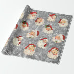 Santa Christmas Decoupage Vintage Damask Wrapping Paper<br><div class="desc">This design may be personalized by choosing the customize further option. You may also transfer onto other items. Contact me at colorflowcreations@gmail.com or use the chat option at the top of the page if you wish to have this design on another product or need assistance. See more of my designs...</div>