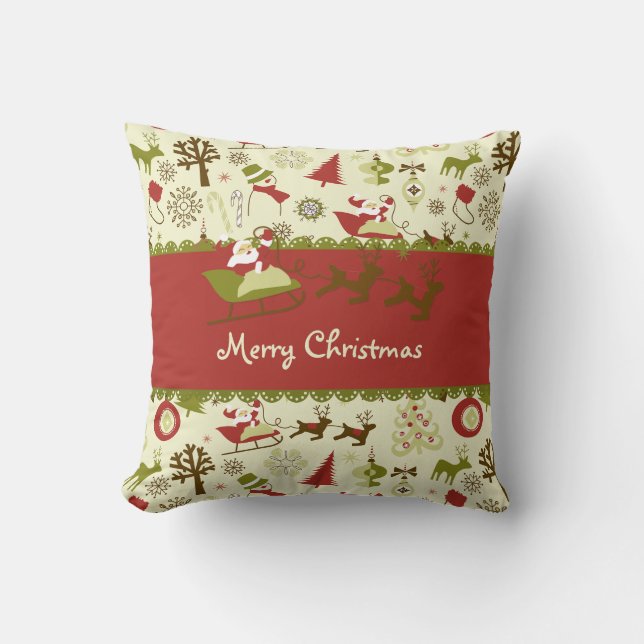 Santa Christmas Delivery Throw Pillow (Front)