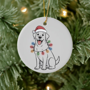 Santa Christmas Dog Lover Labrador Retriever Mom Ceramic Ornament