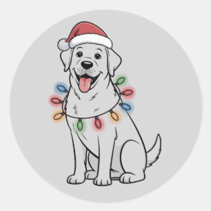 Santa Christmas Dog Lover Labrador Retriever Mom Classic Round Sticker