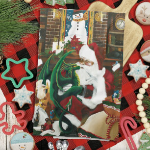 Santa Christmas Dragon Fantasy Kitchen Towel