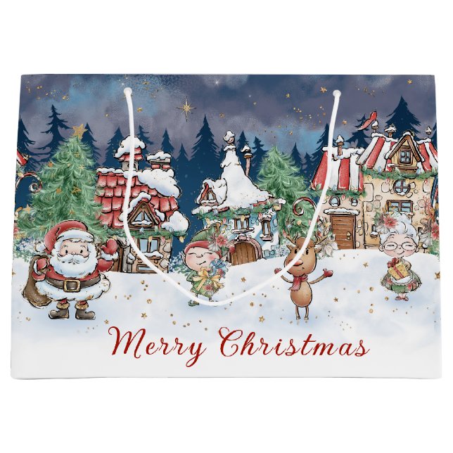 Santa Christmas Elf Rudolph Gift Bag (Front)