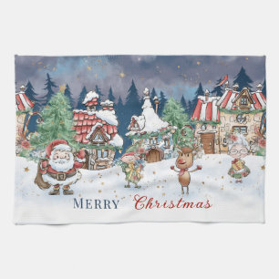 Santa Christmas Elf Rudolph  Kitchen Towel