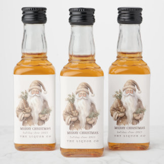 Santa Christmas Favors Mini Liquor Bottle Labels 